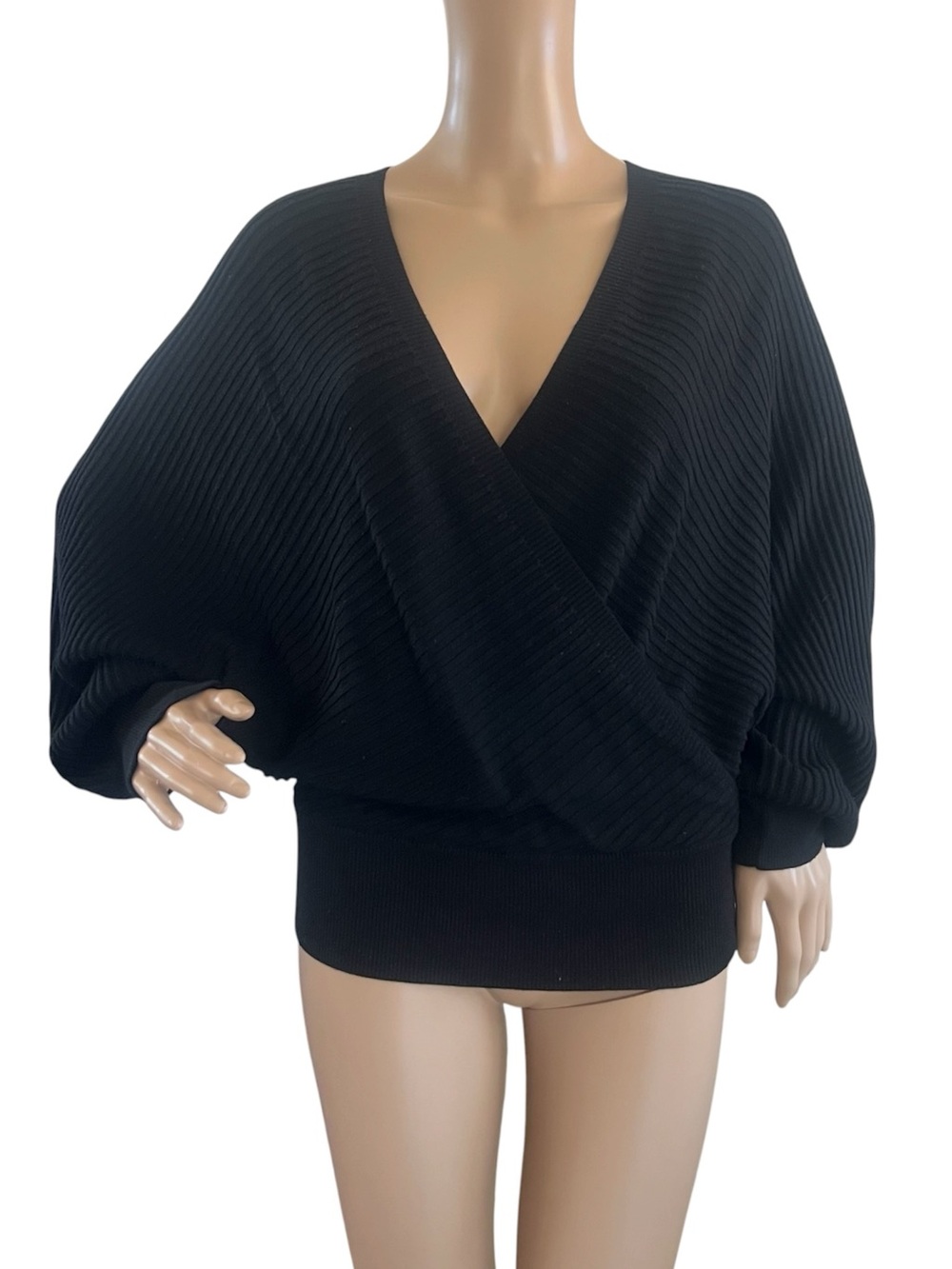 Love Tree Women's Criss-Cross Knit Sweater Ribbed Dolman Sleeves